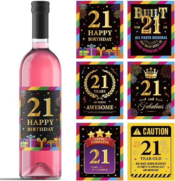 21st Birthday Wine Bottle Labels