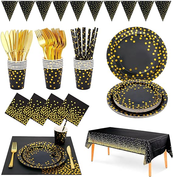 Black and Gold Tableware Set