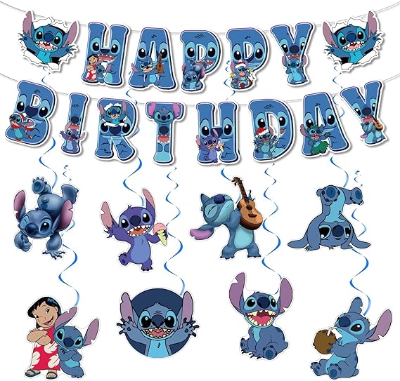 Stitch Happy Birthday Banner